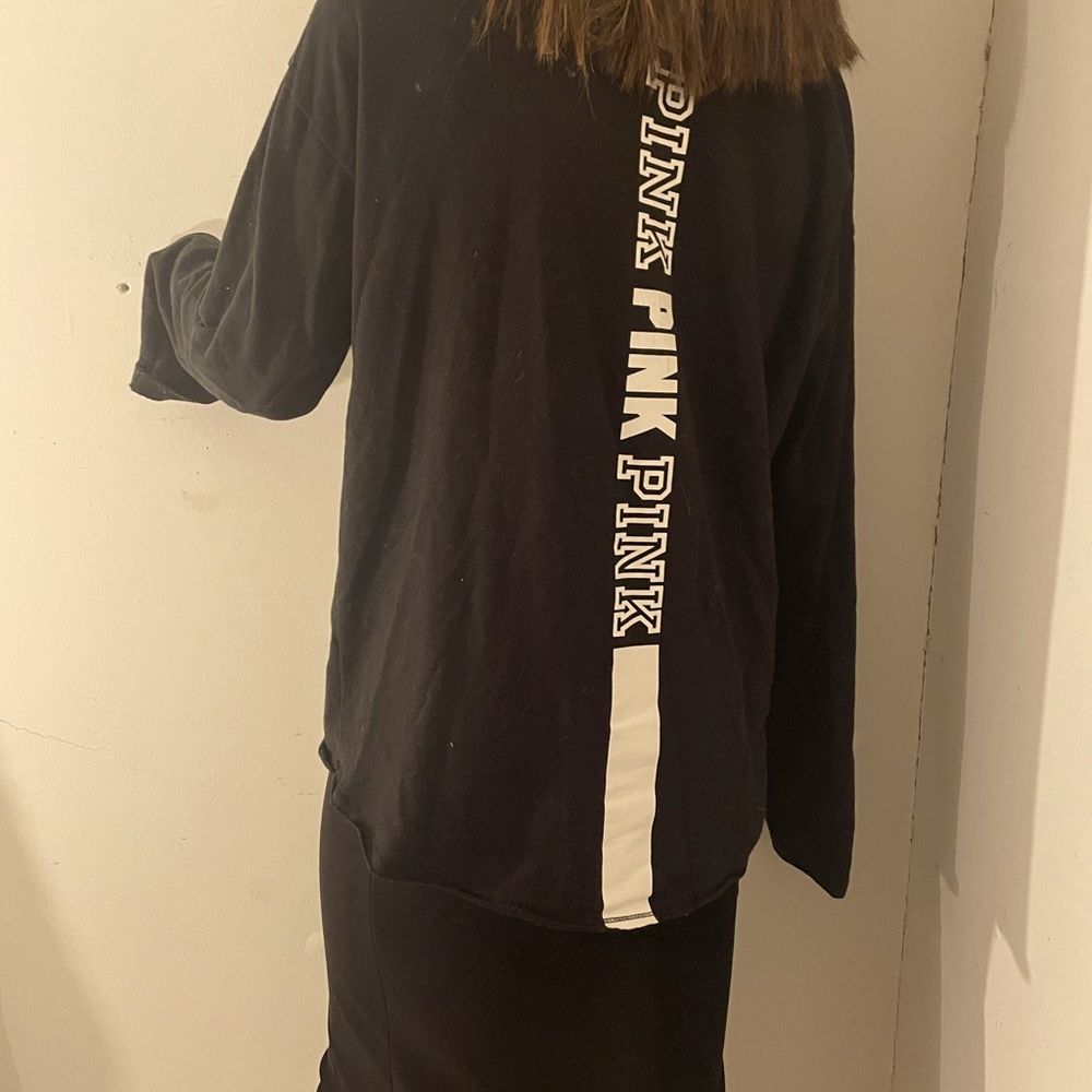 Victoria’s Secret pink large pullover sweatshirt in black and white